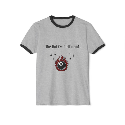 The Hot Ex-Girlfriend Ringer Tee — Retro Flaming 8-Ball Graphic Shirt