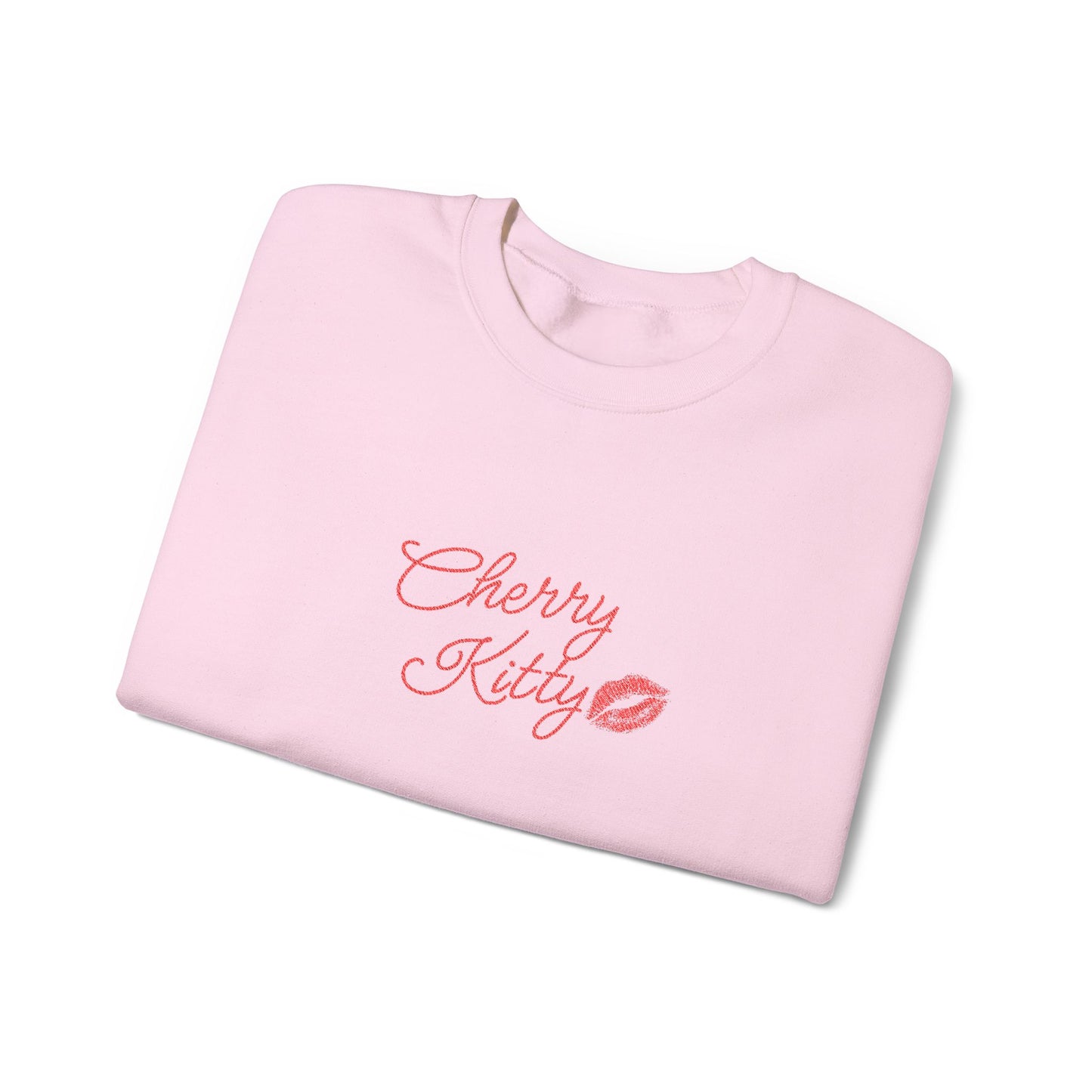 Cherry Kitty Crewneck Sweatshirt – Cute Kissing Lip Graphic