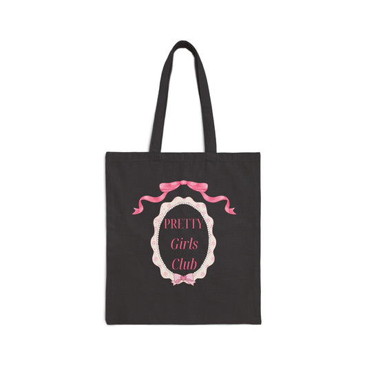 Pretty Girls Club Canvas Tote Bag — Pink Ribbon Vintage Frame Tote