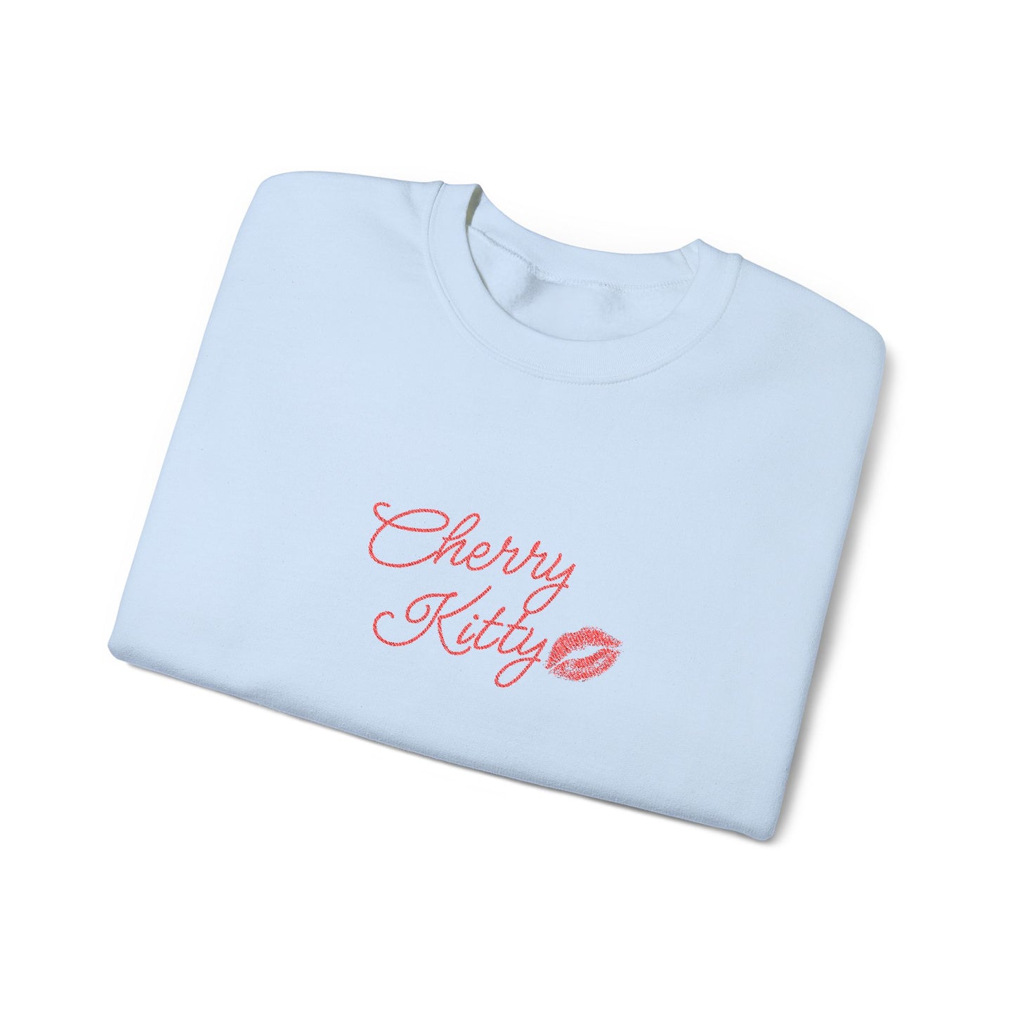 Cherry Kitty Crewneck Sweatshirt – Cute Kissing Lip Graphic