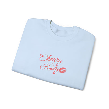 Cherry Kitty Crewneck Sweatshirt – Cute Kissing Lip Graphic
