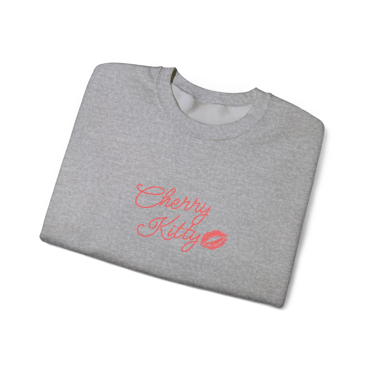 Cherry Kitty Crewneck Sweatshirt – Cute Kissing Lip Graphic