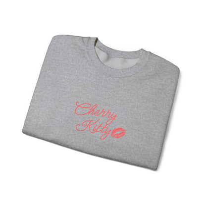 Cherry Kitty Crewneck Sweatshirt – Cute Kissing Lip Graphic