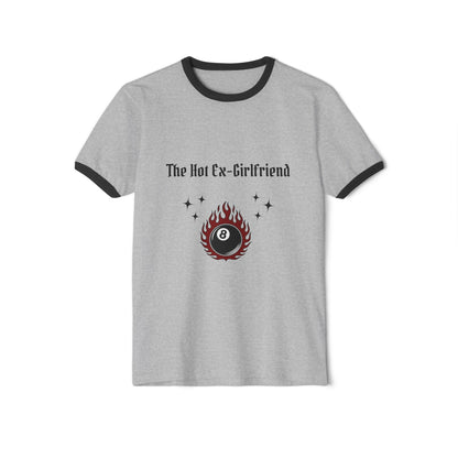 The Hot Ex-Girlfriend Ringer Tee — Retro Flaming 8-Ball Graphic Shirt
