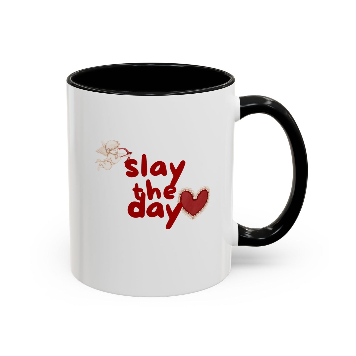 Slay the Day Coffee Mug — Inspirational Heart Accent Mug (11/15 oz)