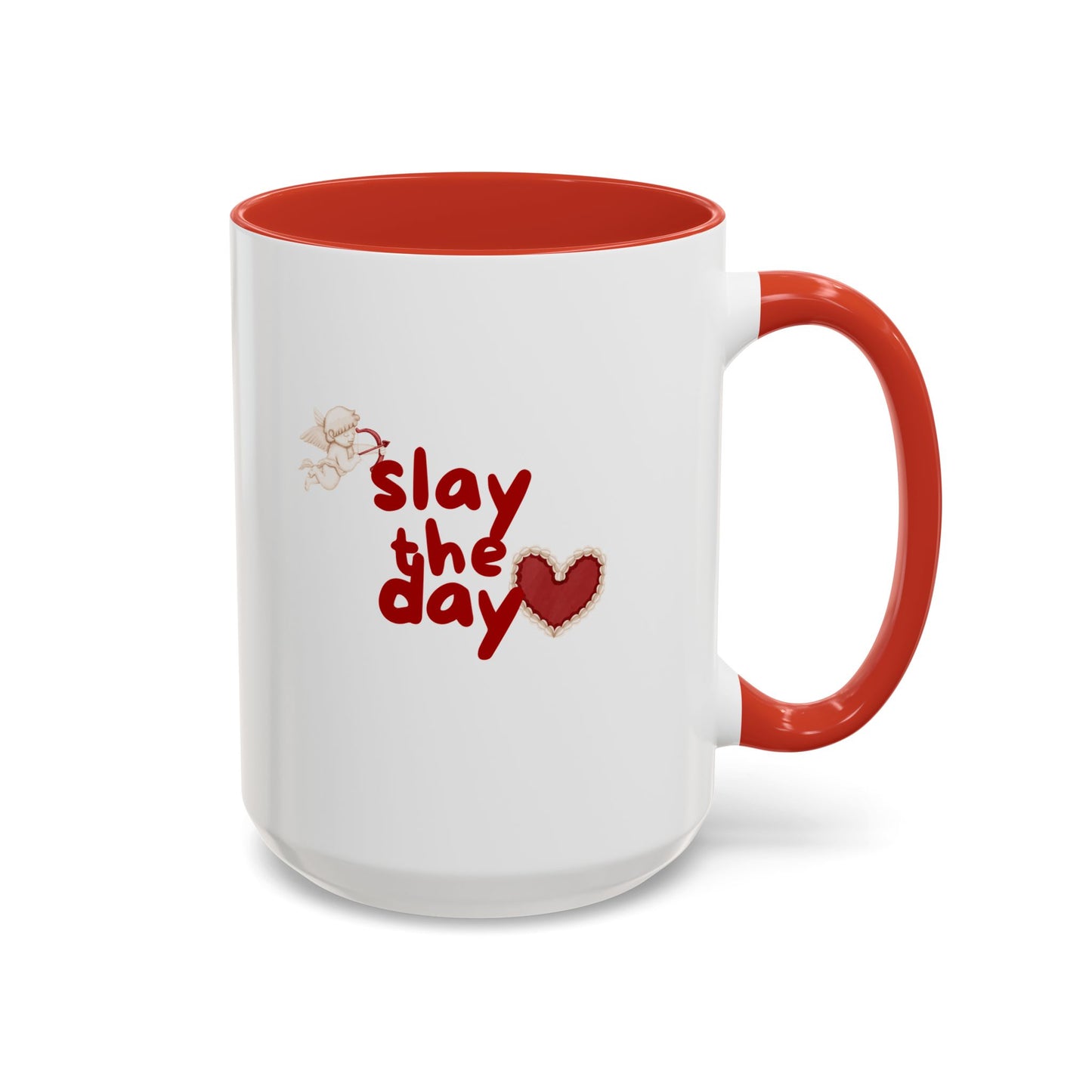 Slay the Day Coffee Mug — Inspirational Heart Accent Mug (11/15 oz)