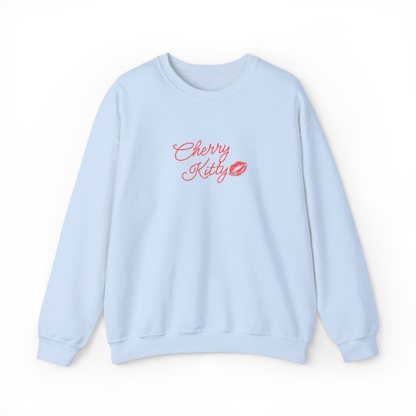 Cherry Kitty Crewneck Sweatshirt – Cute Kissing Lip Graphic