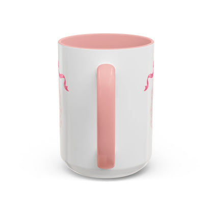 Pretty Girls Club Accent Coffee Mug — Pink Ribbon Decorative Ceramic Mug (11/15oz)