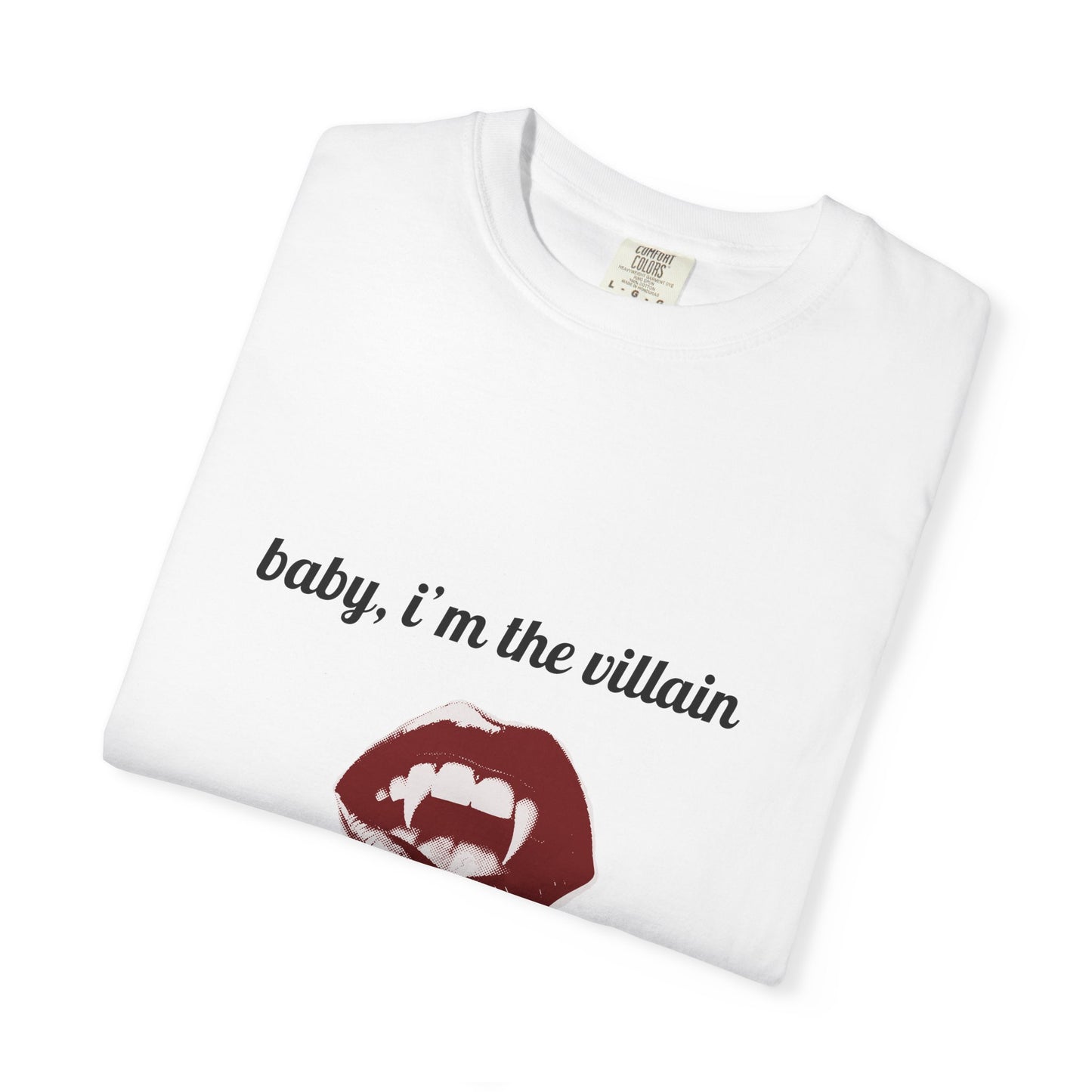 Villain Vibes Tee — "baby, i’m the villain" Vampire Lip Graphic T‑Shirt