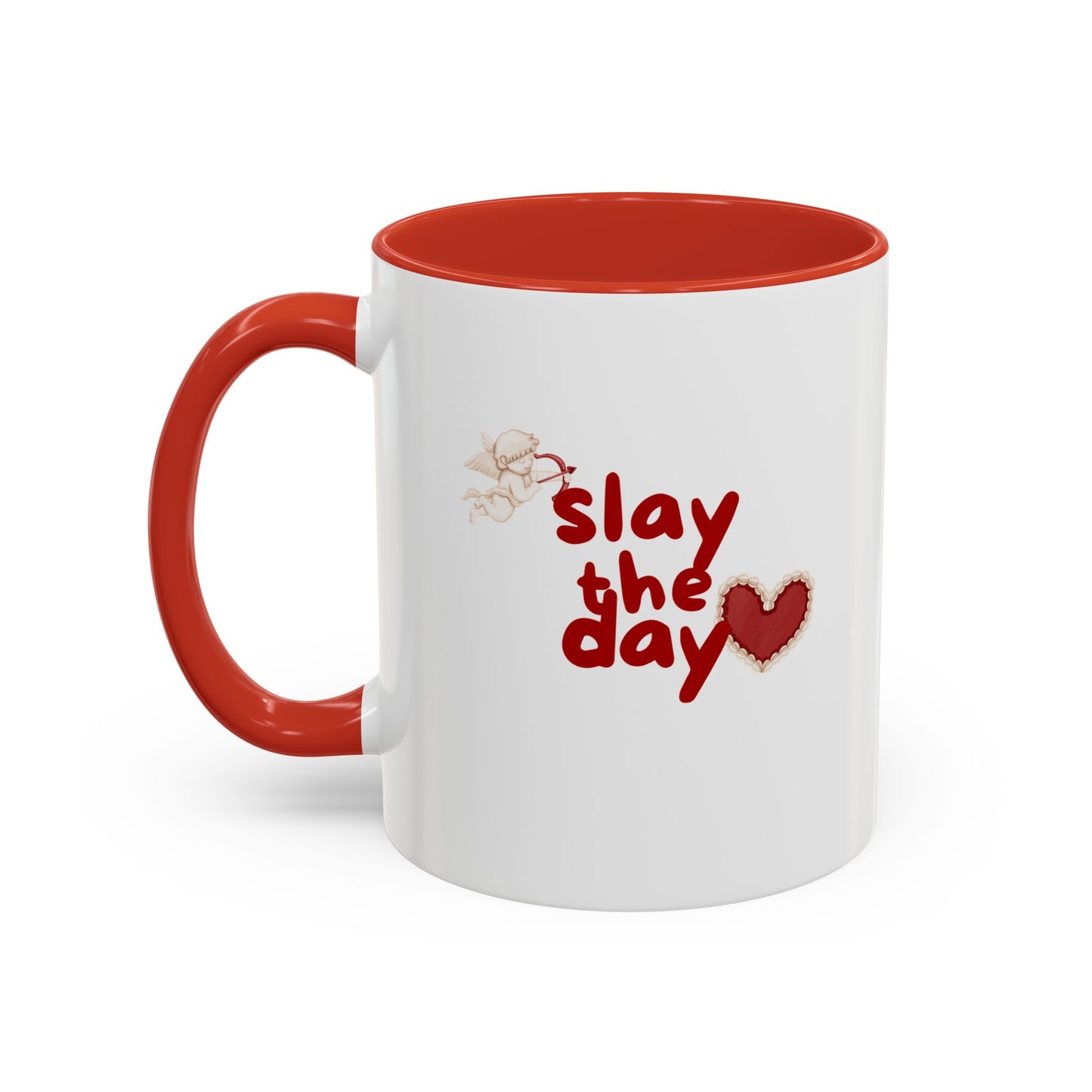 Slay the Day Coffee Mug — Inspirational Heart Accent Mug (11/15 oz)
