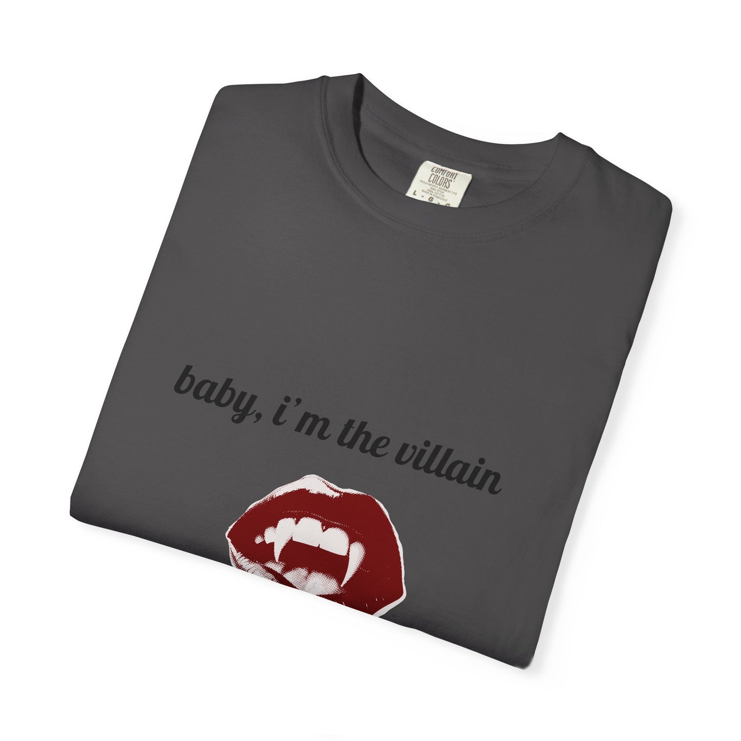 Villain Vibes Tee — "baby, i’m the villain" Vampire Lip Graphic T‑Shirt