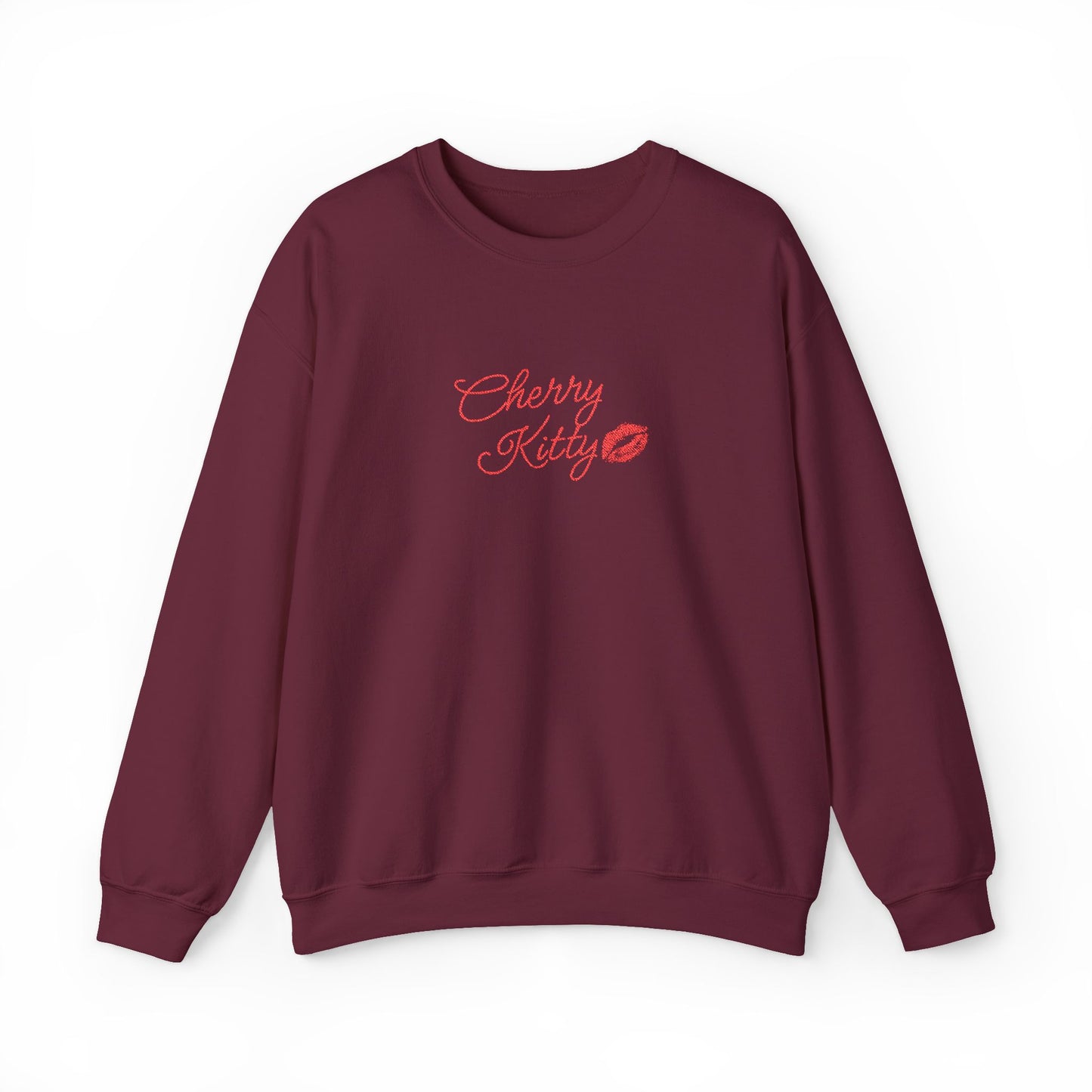 Cherry Kitty Crewneck Sweatshirt – Cute Kissing Lip Graphic