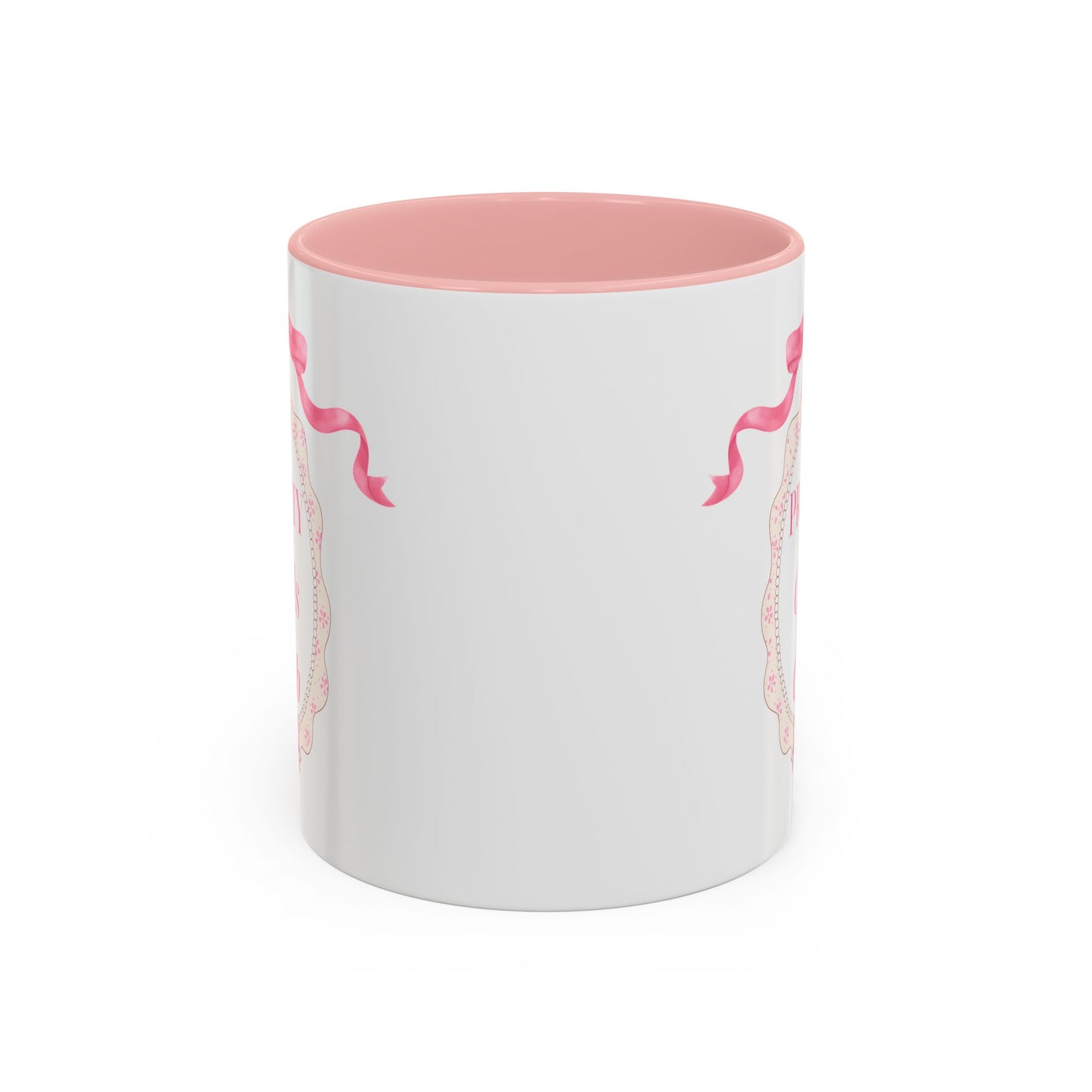 Pretty Girls Club Accent Coffee Mug — Pink Ribbon Decorative Ceramic Mug (11/15oz)