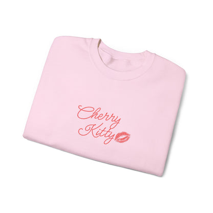 Cherry Kitty Crewneck Sweatshirt – Cute Kissing Lip Graphic