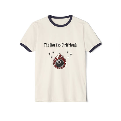 The Hot Ex-Girlfriend Ringer Tee — Retro Flaming 8-Ball Graphic Shirt