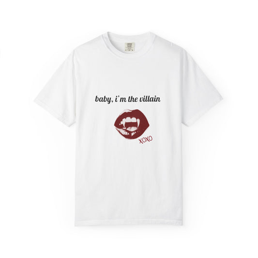 Villain Vibes Tee — "baby, i’m the villain" Vampire Lip Graphic T‑Shirt