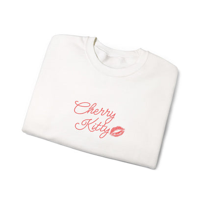 Cherry Kitty Crewneck Sweatshirt – Cute Kissing Lip Graphic