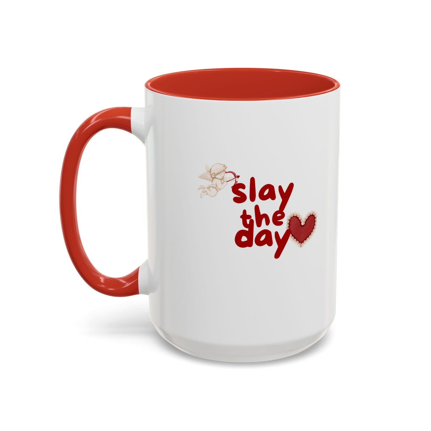 Slay the Day Coffee Mug — Inspirational Heart Accent Mug (11/15 oz)