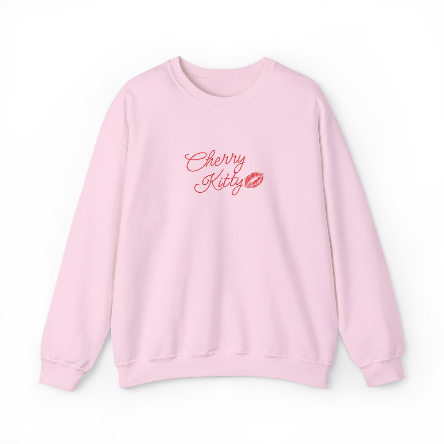 Cherry Kitty Crewneck Sweatshirt – Cute Kissing Lip Graphic