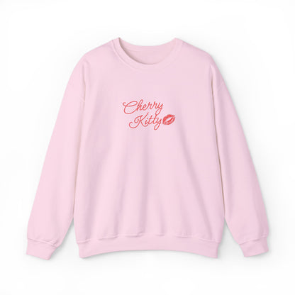 Cherry Kitty Crewneck Sweatshirt – Cute Kissing Lip Graphic