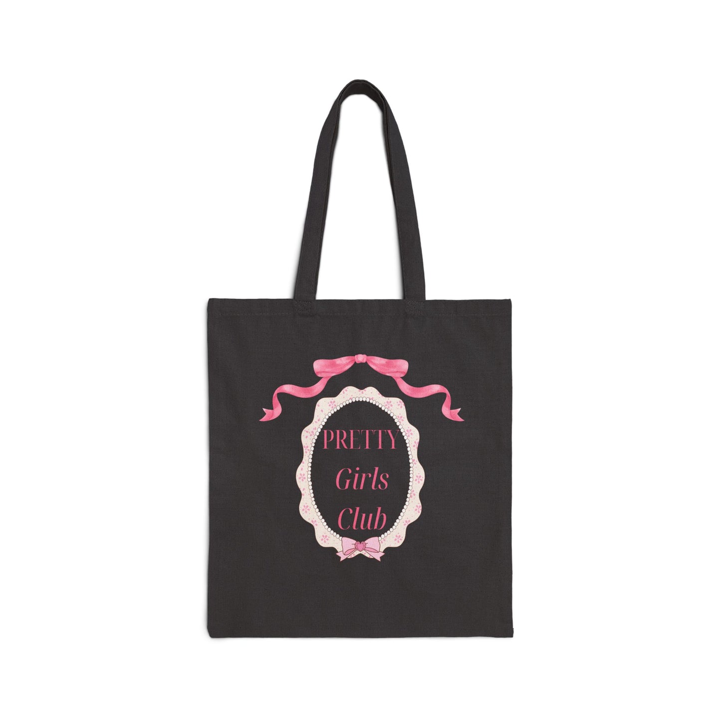 Pretty Girls Club Canvas Tote Bag — Pink Ribbon Vintage Frame Tote