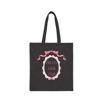 Pretty Girls Club Canvas Tote Bag — Pink Ribbon Vintage Frame Tote