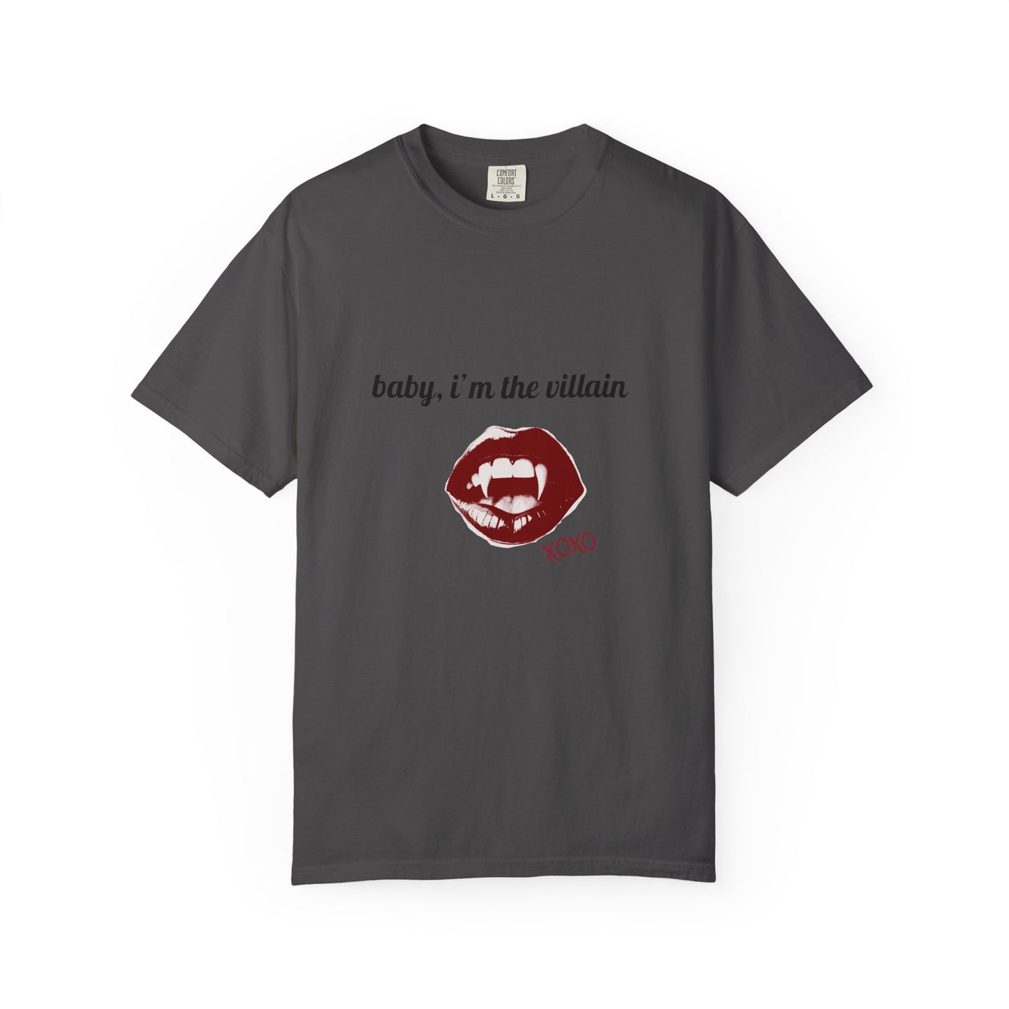 Villain Vibes Tee — "baby, i’m the villain" Vampire Lip Graphic T‑Shirt