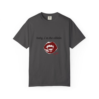 Villain Vibes Tee — "baby, i’m the villain" Vampire Lip Graphic T‑Shirt