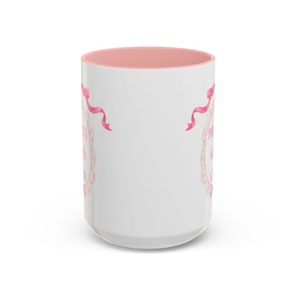 Pretty Girls Club Accent Coffee Mug — Pink Ribbon Decorative Ceramic Mug (11/15oz)
