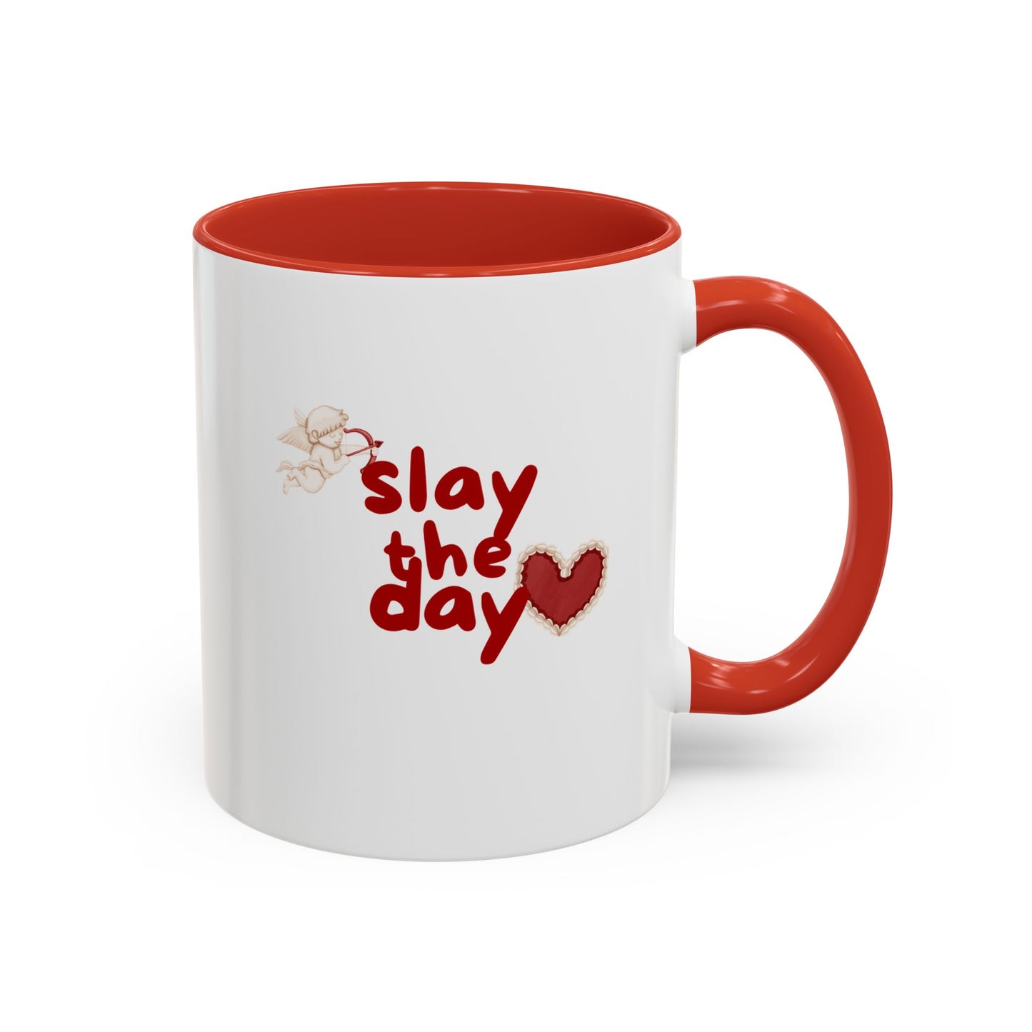 Slay the Day Coffee Mug — Inspirational Heart Accent Mug (11/15 oz)