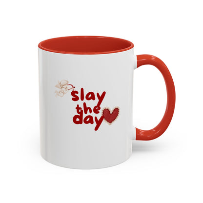 Slay the Day Coffee Mug — Inspirational Heart Accent Mug (11/15 oz)